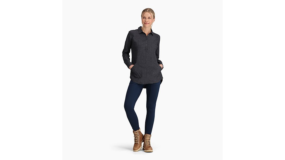 Royal Robbins Hemp Chambray Long Sleeve - Womens, Asphalt, Small, Y621014568S