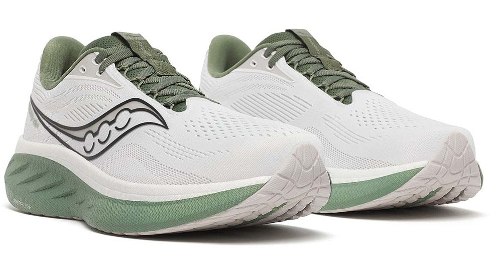 Saucony Ride 18 - Mens, White/Olivine, 12, S21000-138-M-12