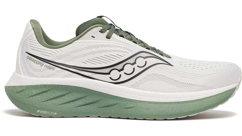 Saucony Ride 18 - Mens, White/Olivine, 12, S21000-138-M-12