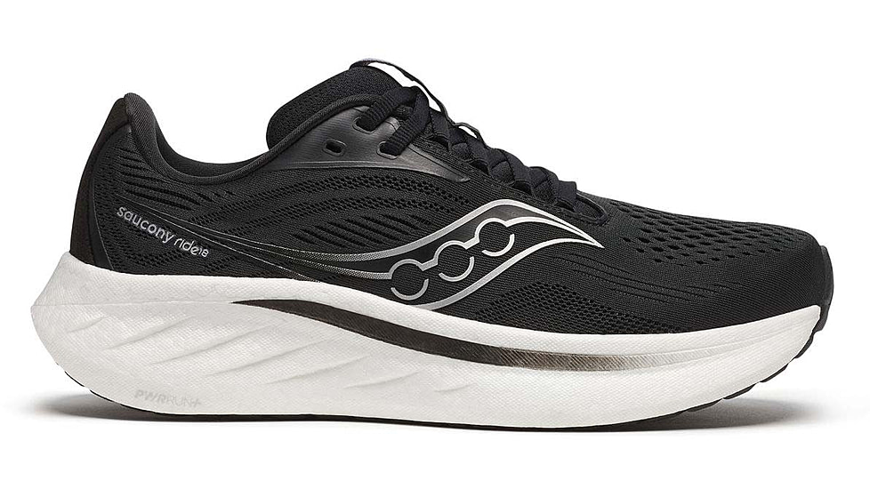 Saucony Ride 18 - Womens, Black/White, 10, S11000-100-M-10