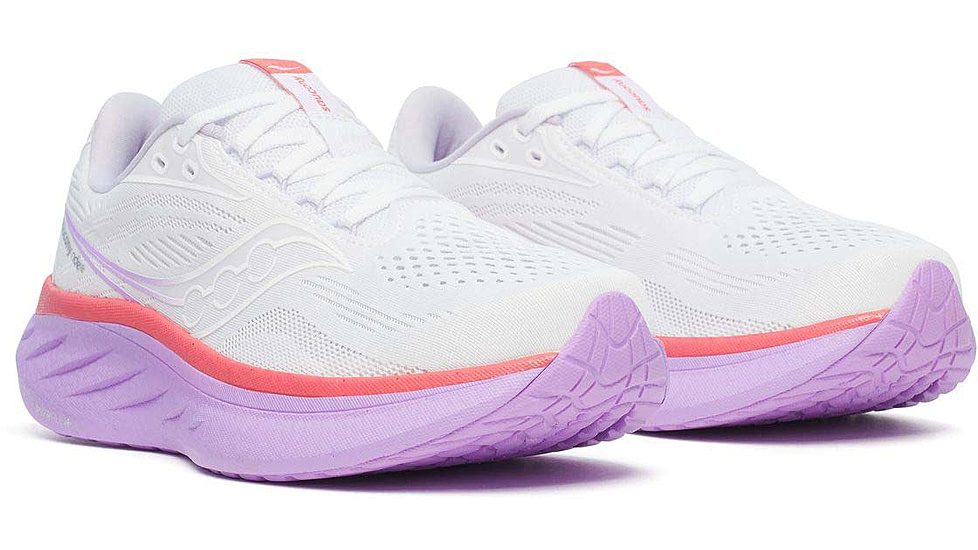 Saucony Ride 18 - Womens, White/Coral, 10, S11000-240-M-10