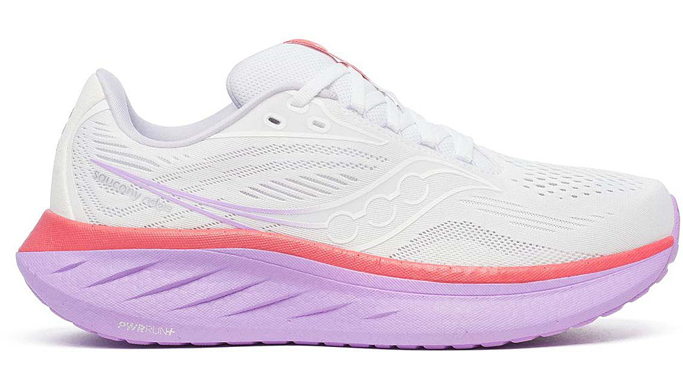 Saucony Ride 18 - Womens, White/Coral, 10, S11000-240-M-10