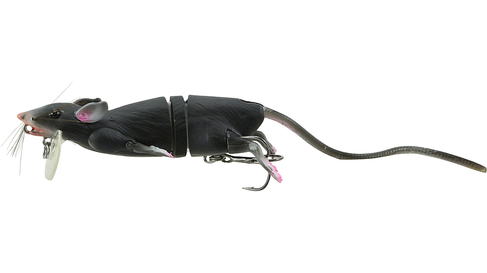Savage Gear 3D Rat Topwater Hard Bait, 7.75in, 1 oz, Black, 1586985