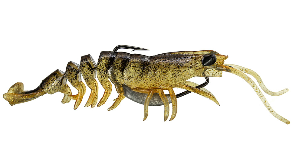 Savage Gear Manic Shrimp Weedless V2 Soft Bait, Pack of 2, 3.5in, Gold, 1596276