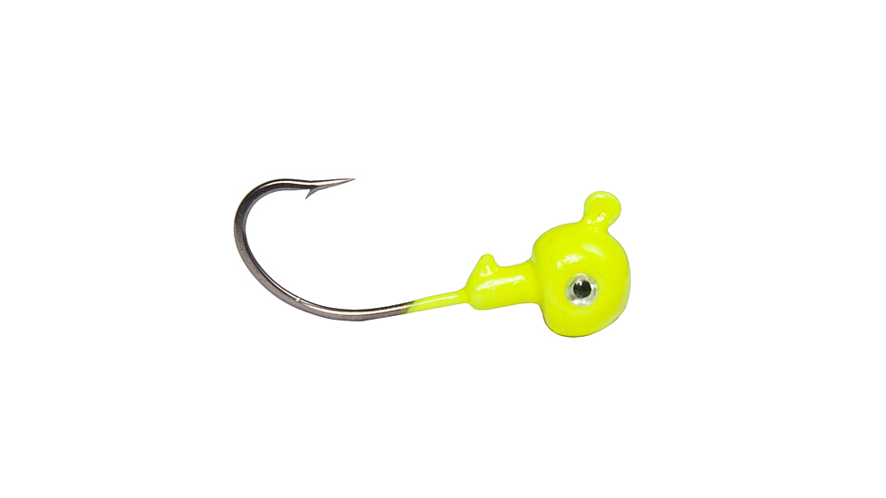 Sea Striker Got-Cha Round head flat back Live Eye jig 1/2oz Chartreuse, 5 pack, FBLE12-10