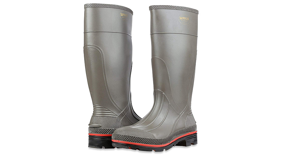 Servus PRO PVC Footwear Boots - Mens, Gray/Red, 5, 75102-GYM-050