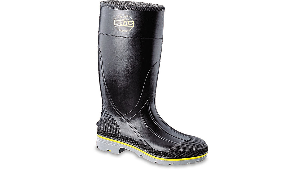 Servus SFTM Overboot Slip-On 4 in - Mens, Black / Yellow, 7, 75109-BLM-070