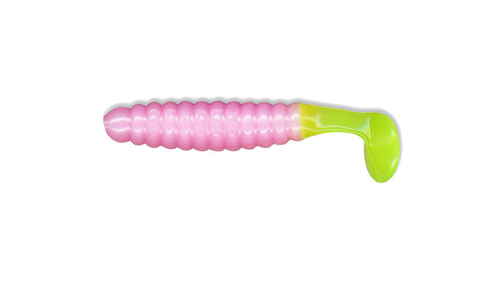 Slider Crappie Panfish Grub, 18, 1.5in, Bubble Gum/Chartreuse, CSGF335