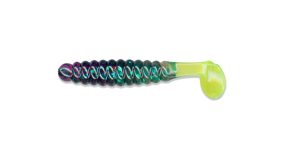 Slider Crappie Panfish Grub, 18, 1.5in, Junebug/Chartreuse, CSGGF128