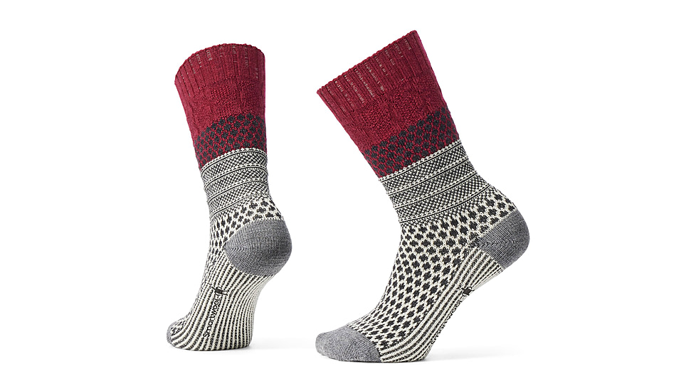 Smartwool Everyday Cozy Popcorn Cable Crew Socks - Womens, Tibetan Red, Medium, SW001843A25100M000