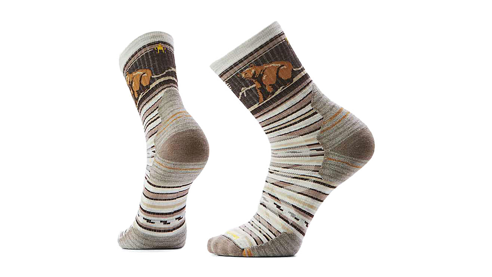 Smartwool Hike Targeted Cushion Bear Stripe Mid Crew Socks - Mens, Ash, Large, SW002880069100L000