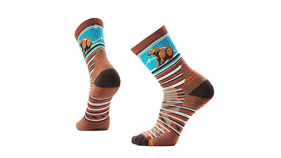 Smartwool Hike Targeted Cushion Bear Stripe Mid Crew Socks - Mens, Picante, Extra Large, SW002880J3310XL000