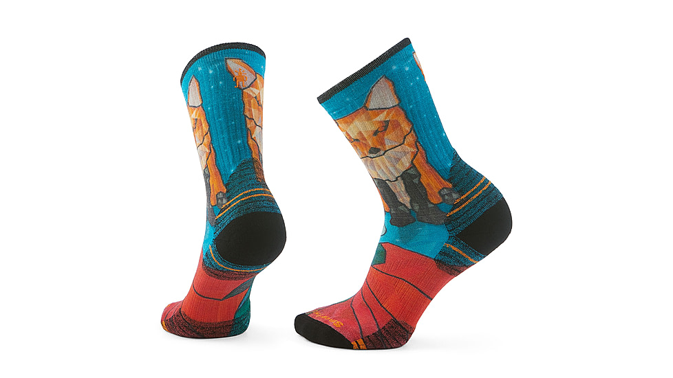 Smartwool Hike Targeted Cushion Geo Fox Print Crew Socks - Womens, Capri, Large, SW002687810100L000