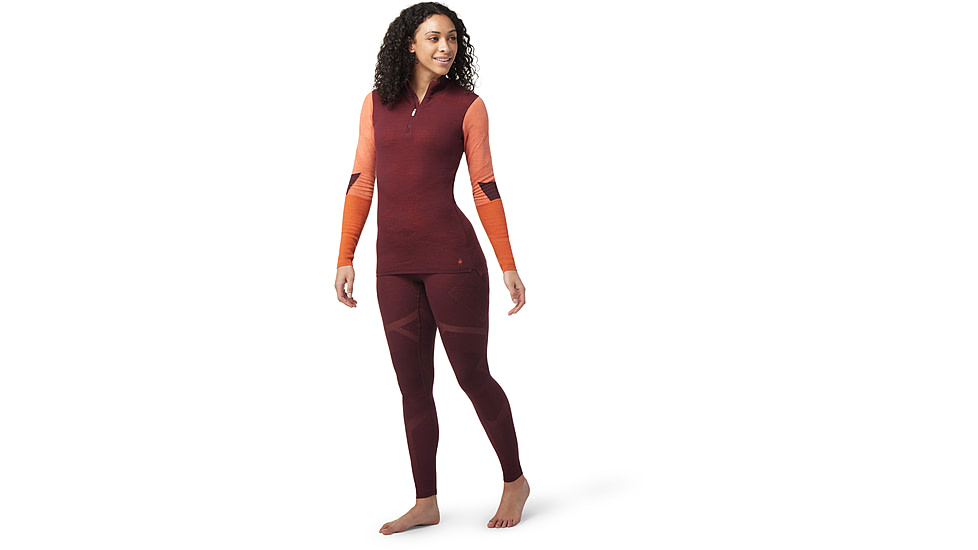 Smartwool Intraknit Thermal Merino Base Layer Colorblock 1/4 Zip - Womens, K17 Black Cherry, Large, SW016456K17L