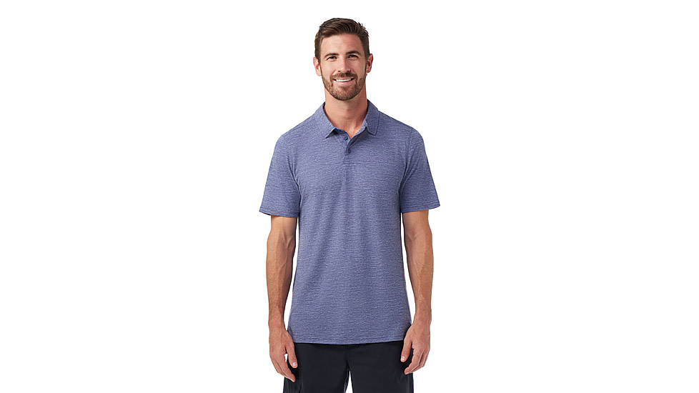 Smartwool Mens Merino Hemp Blend Short Sleeve Polo - Mens, Nightfall Blue Heather, Extra Large, SW016580P4410XL000