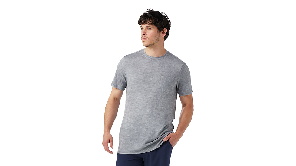Smartwool Merino Hemp Blend Short Sleeve Pocket Tee - Mens, Light Gray Heather, 2XL, SW0170265451XXL000