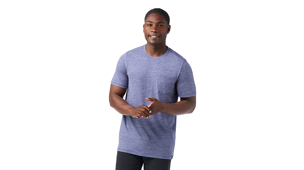 Smartwool Merino Hemp Blend Short Sleeve Pocket Tee - Mens, Nightfall Blue Heather, Large, SW017026P44100L000