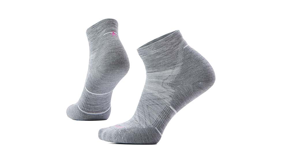 Smartwool Run Targeted Cushion Ankle Socks - Womens, Light Gray/White, Medium, SW001675P74100M000