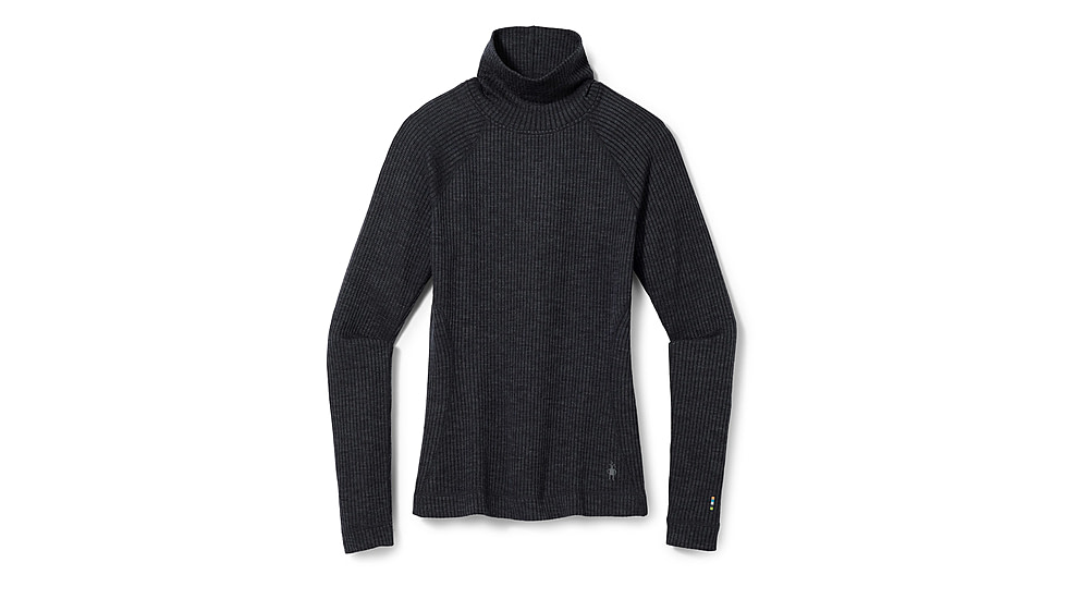 Smartwool Thermal Merino Rib Turtleneck - Womens, Charcoal Heather, Extra Small, SW01669001010XS000