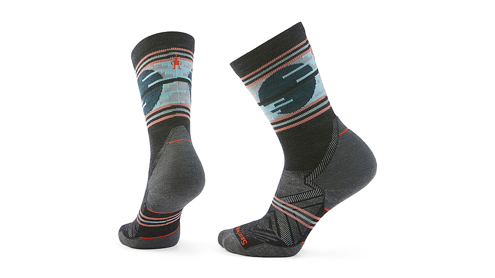 Smartwool Trail Run Targeted Cushion Sunset Trail Crew Socks - Womens, Charcoal, Small, SW002275003100S000