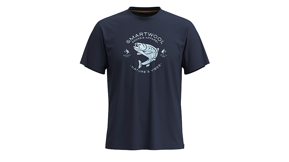 Smartwool Trout Fishing Short Sleeve Graphic Tee, Deep Navy, Small, SW002596092100S000