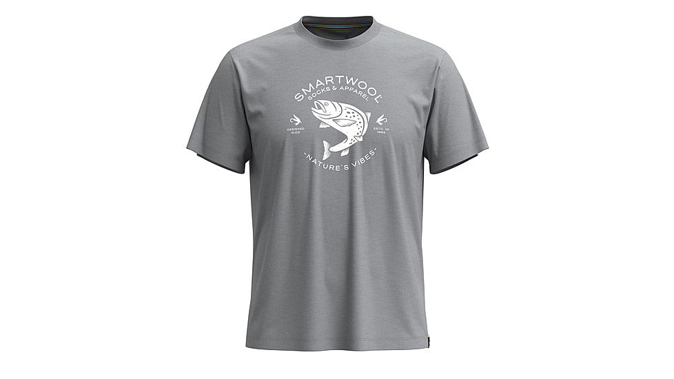 Smartwool Trout Fishing Short Sleeve Graphic Tee, Light Gray Heather, Small, SW002596545100S000
