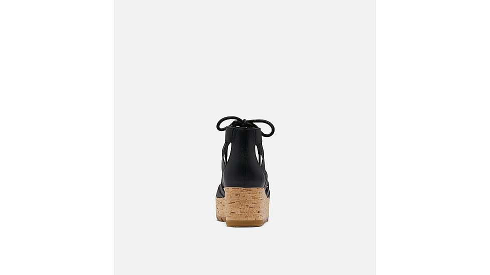 Sorel Cameron Flatform Lace Wedge Sandals Leather - Womens, Black/Gum 2, 9.5 US, 1981631-010-9.5