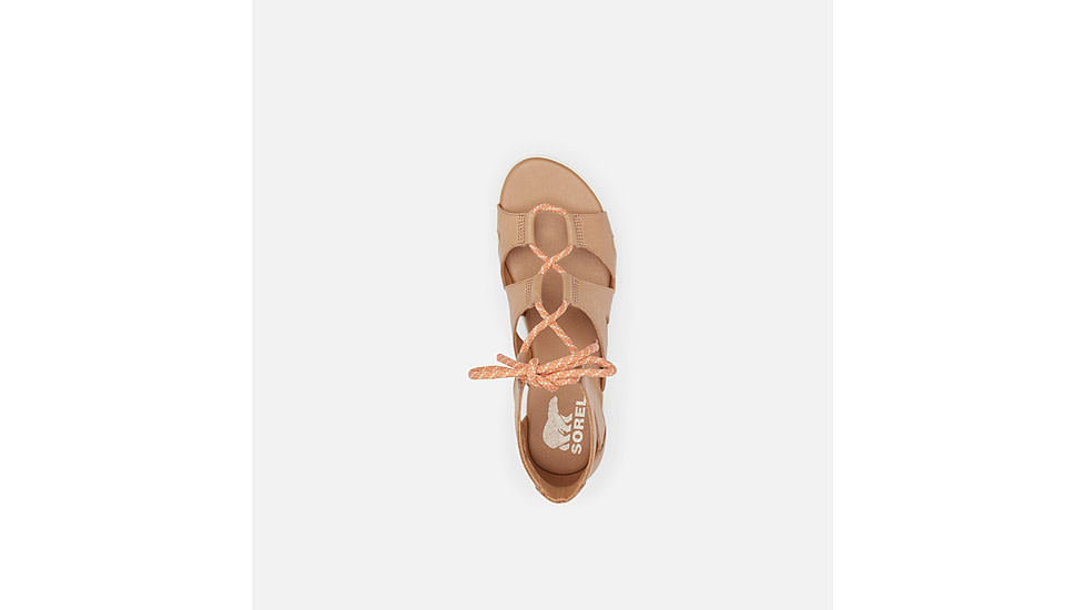 Sorel Cameron Flatform Lace Wedge Sandals Leather - Womens, Honest Beige/Gum 17, 9.5 US, 1999101-246-9.5