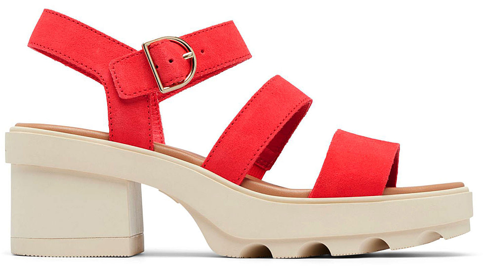 Sorel Joanie Heel Ankle Strap Sandals - Womens, Red Glo/Honey White, 9, 2069761-617-9