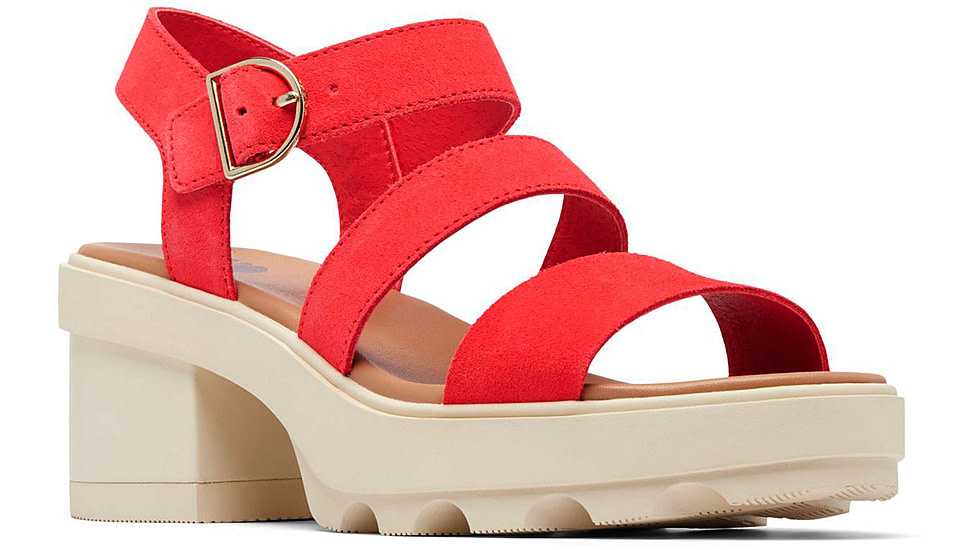 Sorel Joanie Heel Ankle Strap Sandals - Womens, Red Glo/Honey White, 9, 2069761-617-9