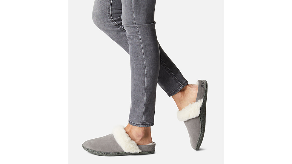 Sorel Nakiska Slide LI Slippers - Womens, Quarry/Grill, 6US, 1902881053-6