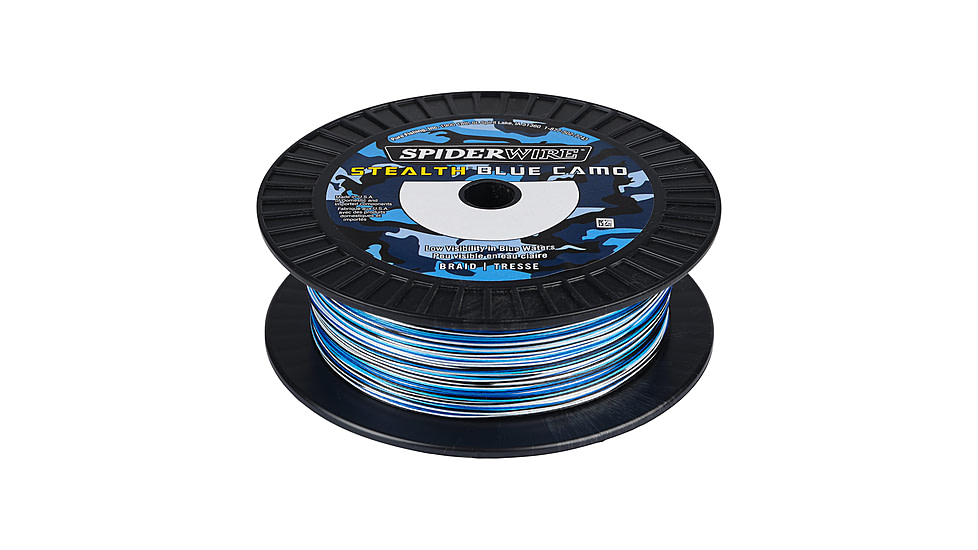 Spiderwire Stealth Blue Camo Superline, 0.014in/0.35mm, 50lb/22.6kg, 500yd/457m, 14lb, Blue Camo, SS50BC-500