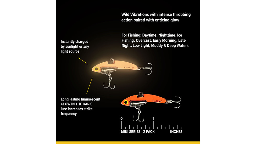 SteelShad Mini, 2 Pack, 1/4 Oz, Glow Orange, SSL-10237