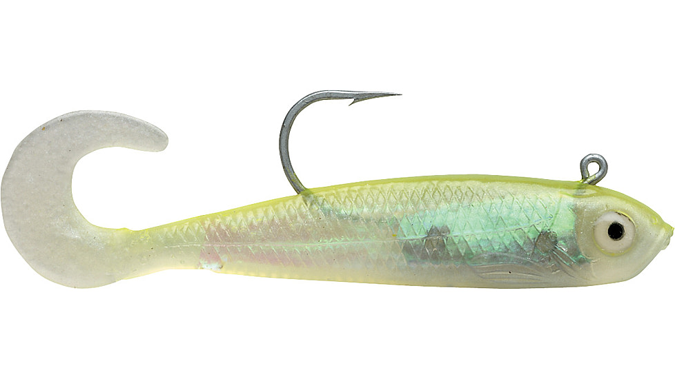 Storm WildEye Curl Tail Minnow Swimbaits, 3, 3in, Chartreuse Silver, WCM03SHCS