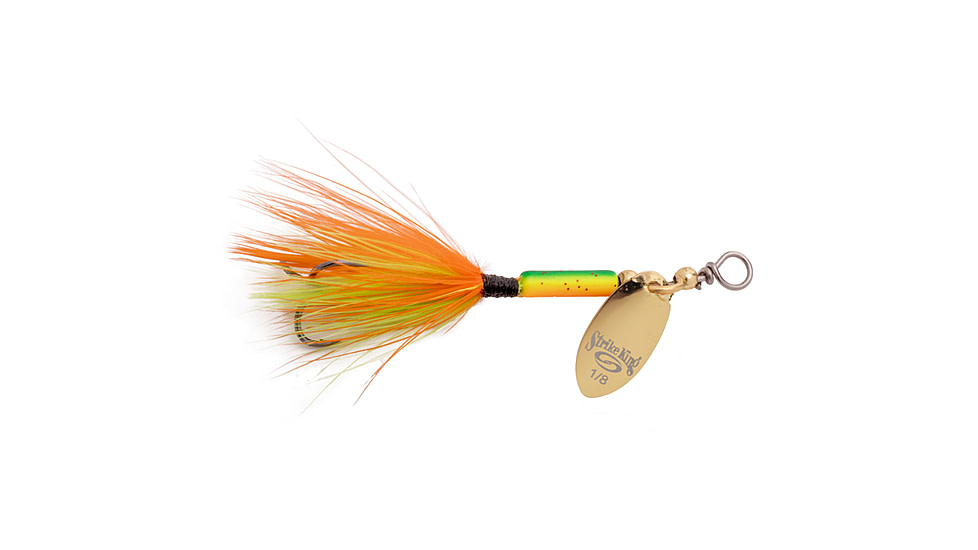 Strike King Bitsy Spinner Fishing Lure, In-Line Spinner, 1/4oz, SZ 4 Hook, Gold Blade, Bleeding Firetiger, BSPN14-317