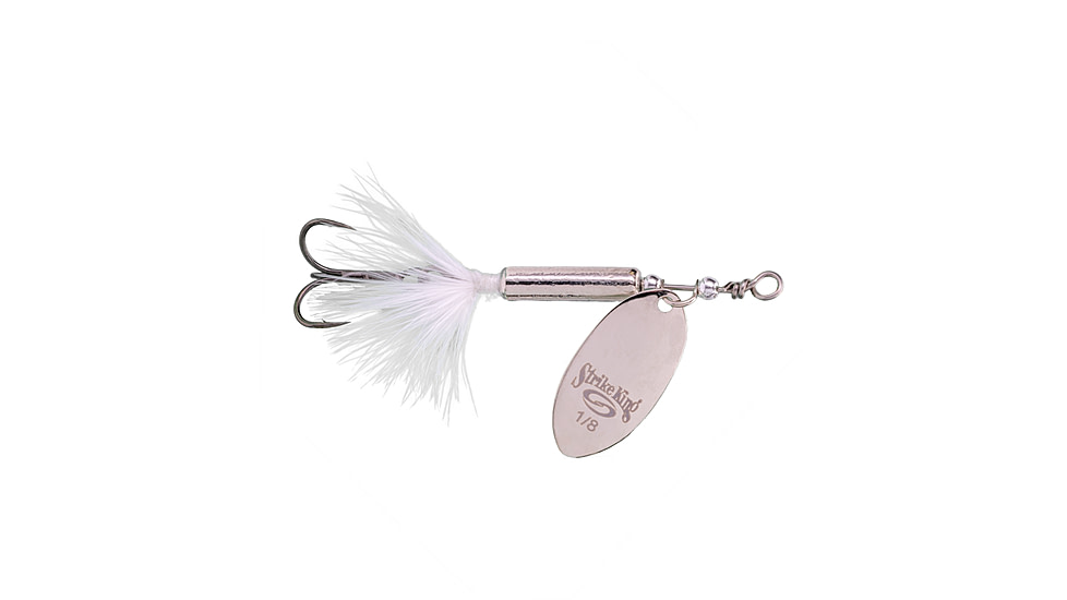 Strike King Bitsy Spinner Fishing Lure, In-Line Spinner, 1/8oz, SZ 8 Hook, Silver Blade, Carolina Chrome, BSPN18-475