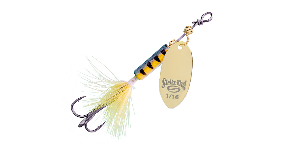 Strike King Bitsy Spinner Fishing Lure, In-Line Spinner, 1/16oz, SZ 10 Hook, Gold Blade, Sugar Daddy, BSPN116-462