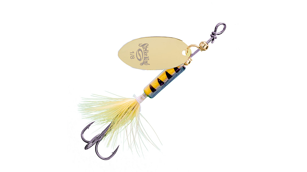 Strike King Bitsy Spinner Fishing Lure, In-Line Spinner, 1/8oz, SZ 8 Hook, Gold Blade, Sugar Daddy, BSPN18-462