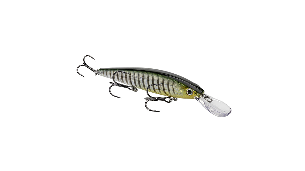 Strike King KVD Sinking Deep Jerkbait Fishing Lure, Weight Transfer System, 4 3/4in, 3/5oz, Slow Sinking, SZ 2 and 4 Mustad Triple Grip Treble Hooks, Phantom Perch, HCKVDJ300DS-464