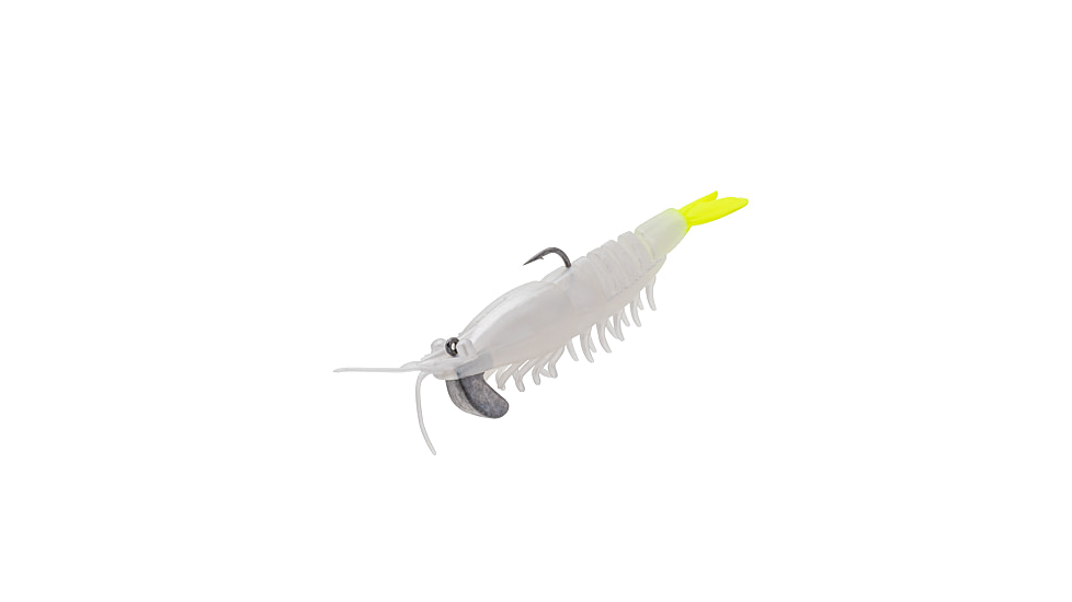 Strike King Pre-Rigged Tidal Shrimp 1/4oz, Pearl Chartreuse Tail, 2.75in, PRSSW275-492
