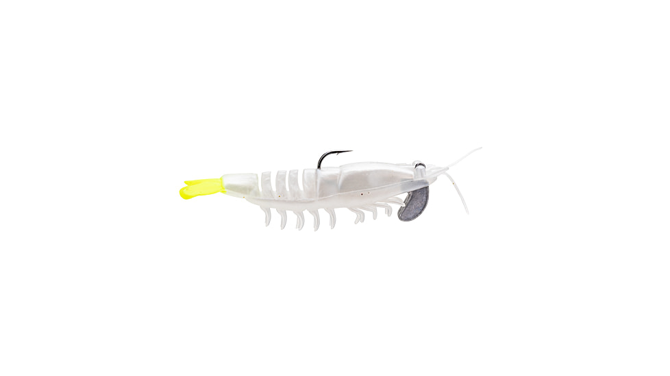 Strike King Pre-Rigged Tidal Shrimp 1/4oz, Pearl Chartreuse Tail, 2.75in, PRSSW275-492
