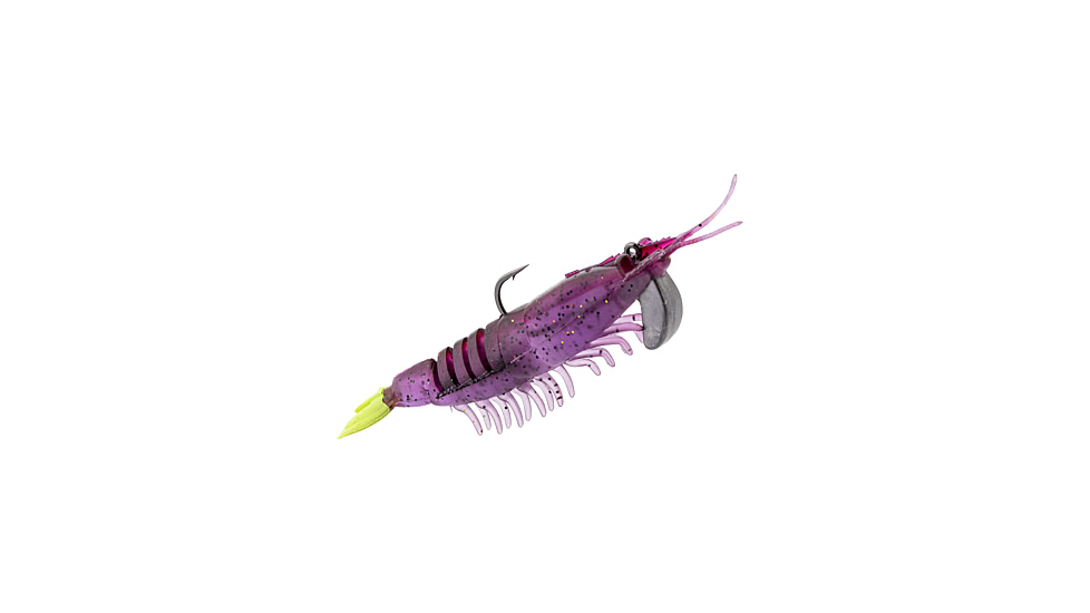 Strike King Pre-Rigged Tidal Shrimp 1/4oz, Purple Firetiger, 4.25in, PRSSW425-516