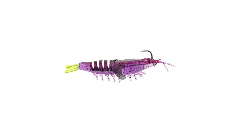 Strike King Pre-Rigged Tidal Shrimp 1/4oz, Purple Firetiger, 4.25in, PRSSW425-516