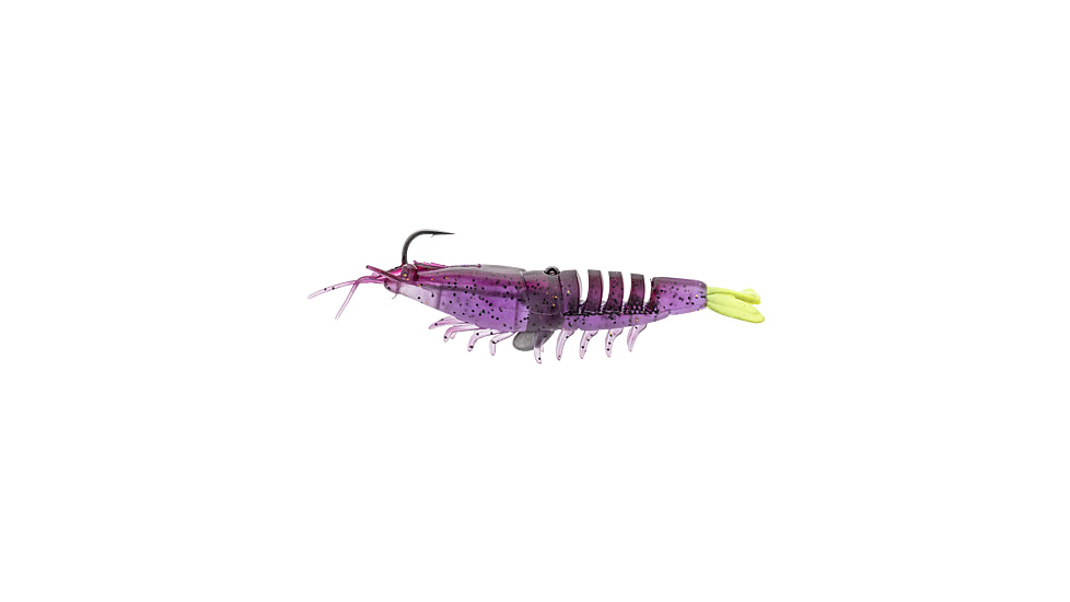 Strike King Pre-Rigged Tidal Shrimp 1/4oz, Purple Firetiger, 4.25in, PRSSW425-516