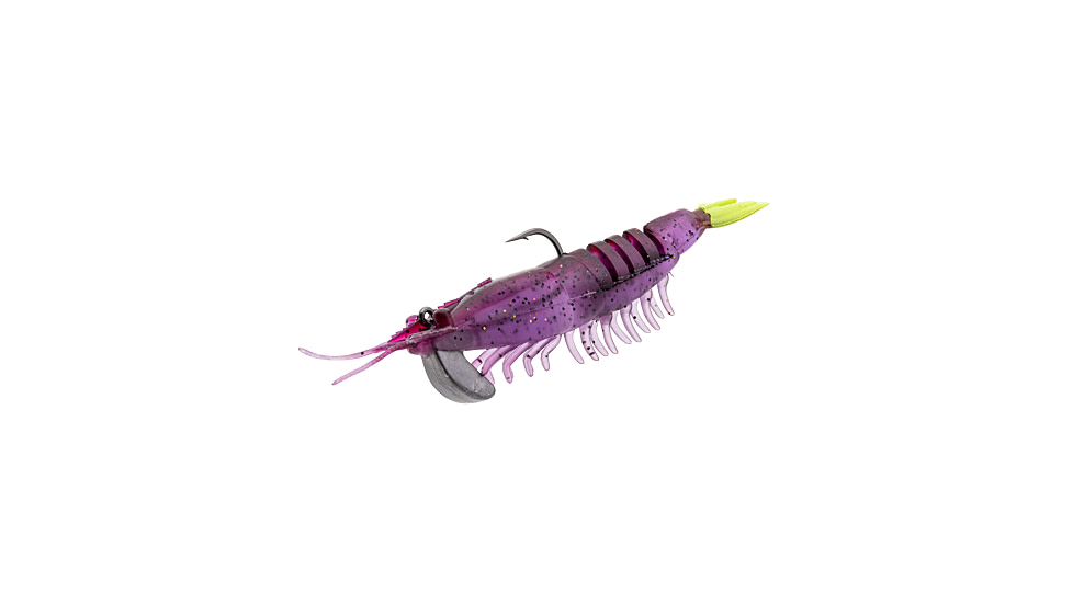 Strike King Pre-Rigged Tidal Shrimp 1/4oz, Purple Firetiger, 4.25in, PRSSW425-516