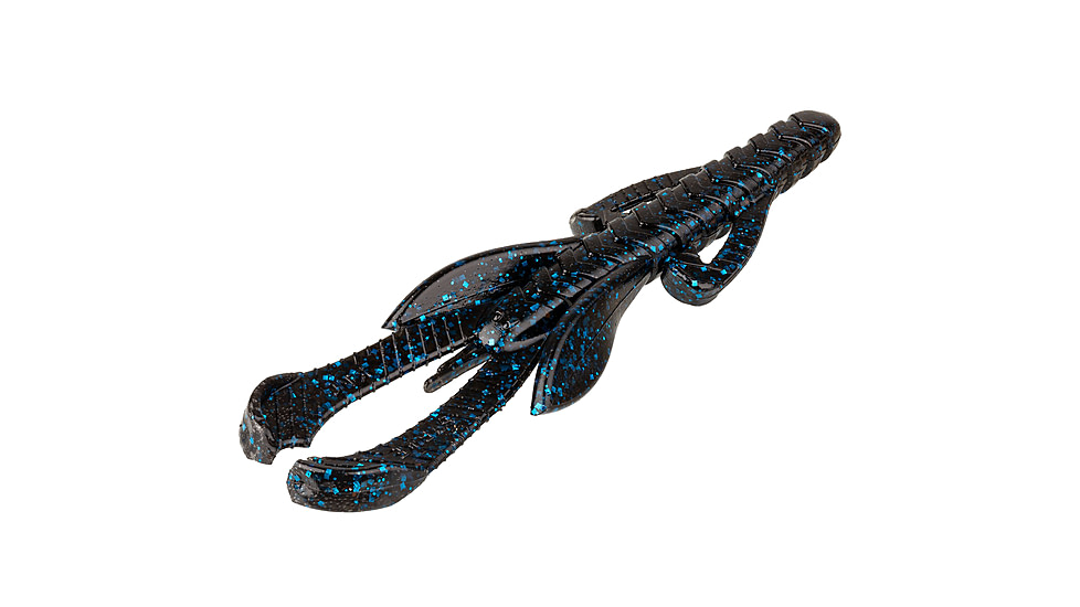 Strike King Rage Hawg Softbait, 6 pack, 5in, Black/Blue, 12-36077