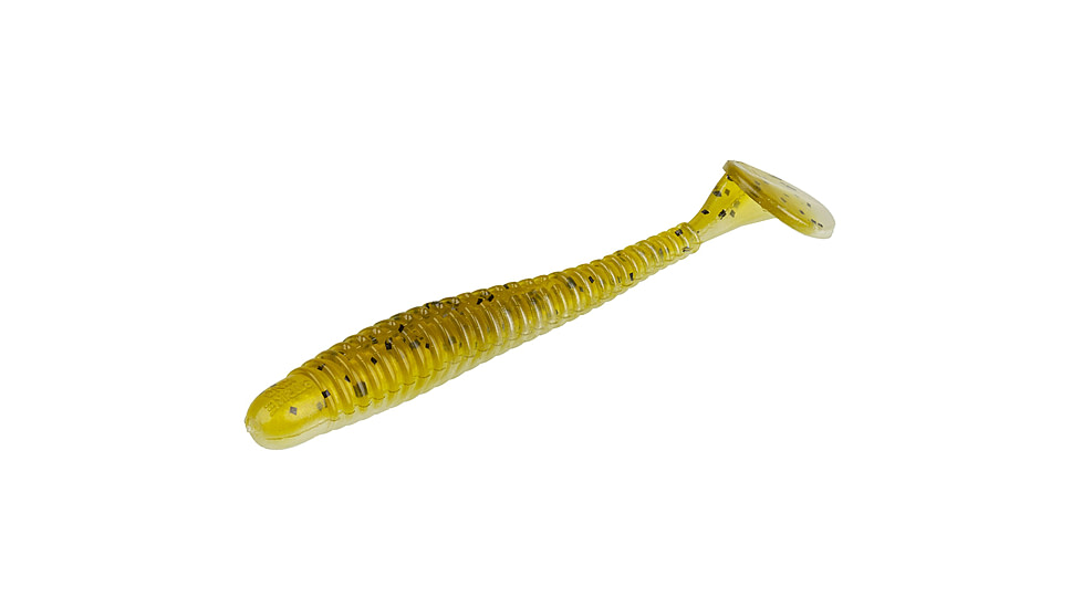 Strike King Rage Slim Swimmer Softbait, 8 pack, 4in, Green Pumpkin Pearl Belly, 12-36105