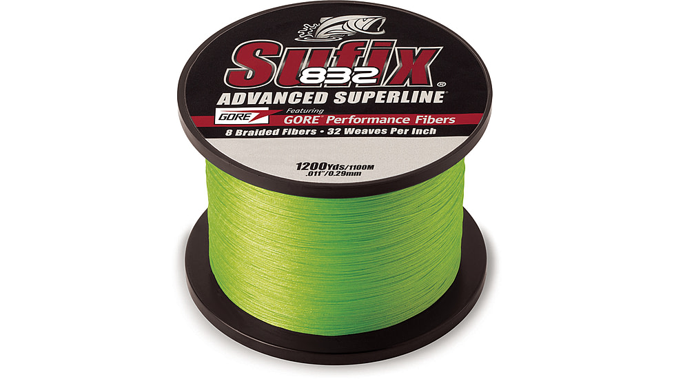 Sufix 832 Braid 10lb Line, Neon Lime, 1200 Yds, 660-310L