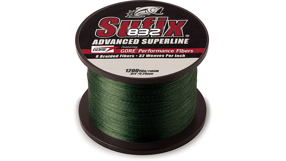 Sufix 832 Braid 15lb Line, Low-Vis Green, 1200 Yds, 660-315G