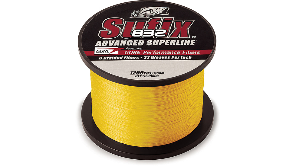 Sufix 832 Braid 20lb Line, Hi-Vis Yellow, 1200 Yds, 660-320Y